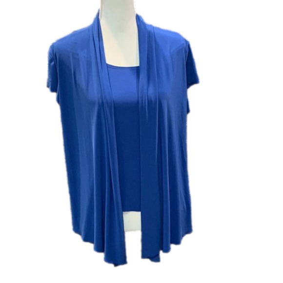 SUSAN LAWRENCE Bright Blue Blouse with Lace Back - Picture 1 of 8